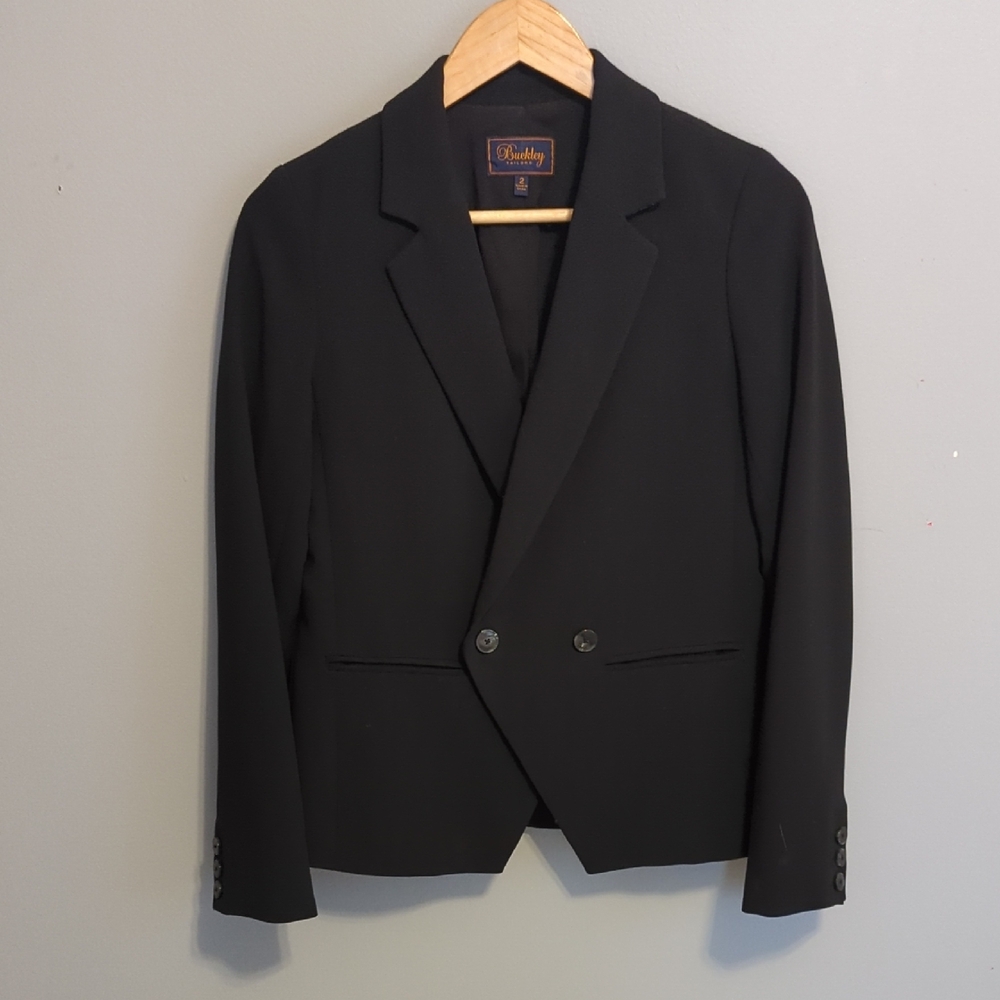 J. Crew Black Double-Breasted Black Buckley Tailors SIZE 2 Blazer